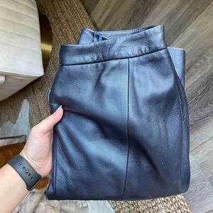 Ellen Tracy Metallic Blue Leather Pants